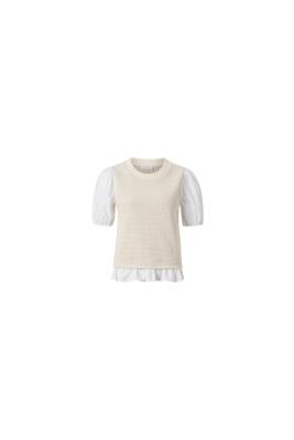 cotton blouse with knit detail