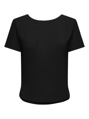 Körperbetontes T-Shirt mit Rundhalsausschnitt | ONLSANDY S/S DEEP V-NECK BACK TOP J