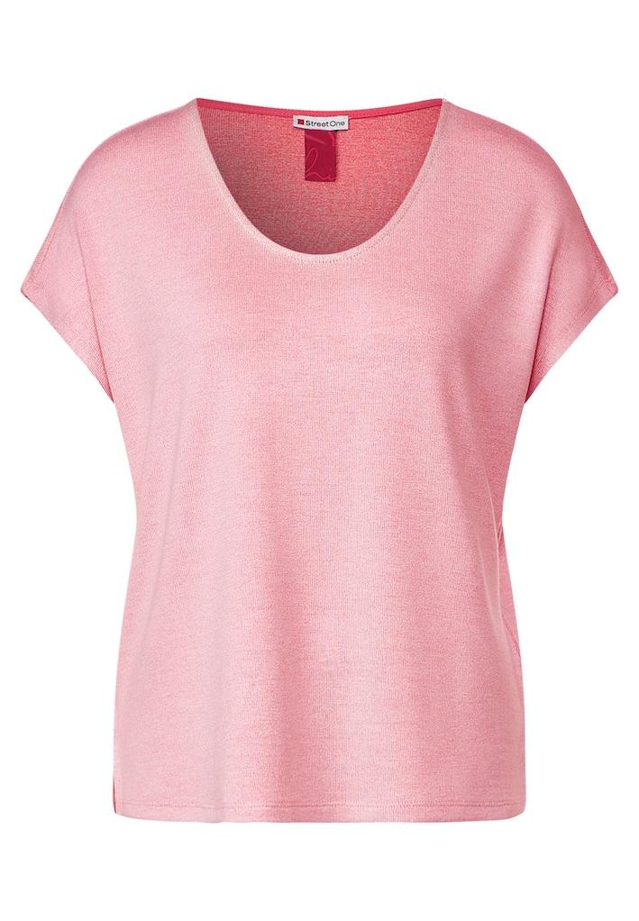 StreetOne Damenshirt | cosy melange Online-Shop • Kurzarm • INDIGO | Shirts Rühle T-Shirt • Damen shirt ×
