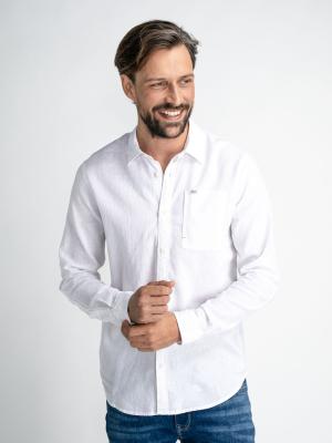 Herren Halbleinen - Hemd | Men Shirt Long Sleeve Uni