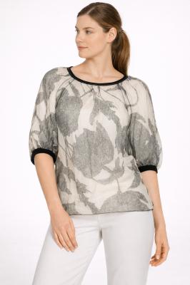 KÜNSTLERISCHER FLOW: Beate Heymann Bluse mit grafischem Floral-Print