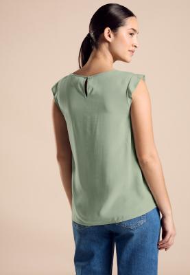 Blusentop | Solid blouse top w frill
