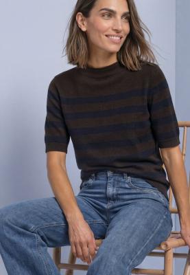 striped short sleeve sweater