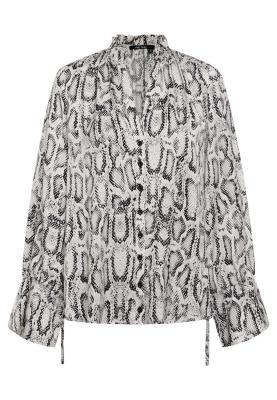 Bluse mit Rüschenmanschetten und Bindeband