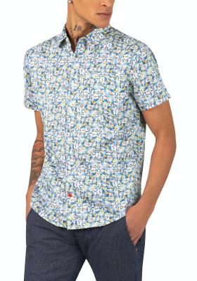 Herren Kurzarmhemd mit Alloverprint | | Unisex MenPrinted Basic Shortsleeve Shirt