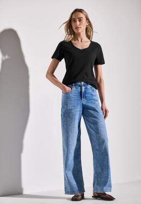 rib shirt w.deco neckline