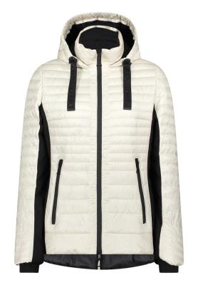 Damen-Steppjacke in Creme mit Fake-Daune und Kapuze
