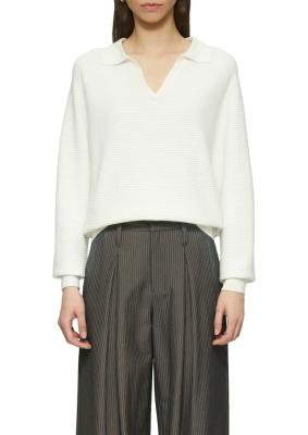 Strukturierter Pullover mit Polokragen