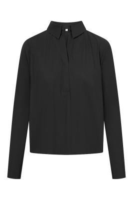 Marlie | Moderner Minimalismus: Langarm-Bluse mit tiefem Polo-Ausschnitt
