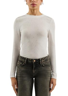 Rippshirt mit funkelnden Glitzersteinen