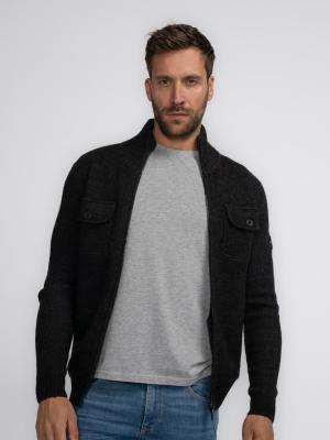 Klassischer Cardigan mit Stehkragen und Brusttaschen | Men Knitwear Collar Cardigan