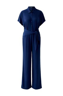 Eleganter Jumpsuit mit Bindegürtel in Navy | Miss Lagotte
