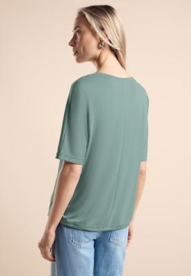 Kurzarmshirt | silk look shirt w.draw string