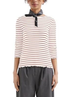 Ringelshirt mit Rippstruktur und 3/4-Arm