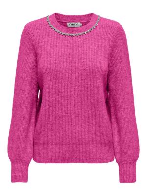 Eleganter Strickpullover mit femininen Details | ONLGAIDA LIFE LS EMB O-NECK CC KNT