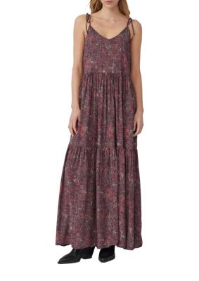 Viskosekleid mit V-Ausschnitt und Allover-Print