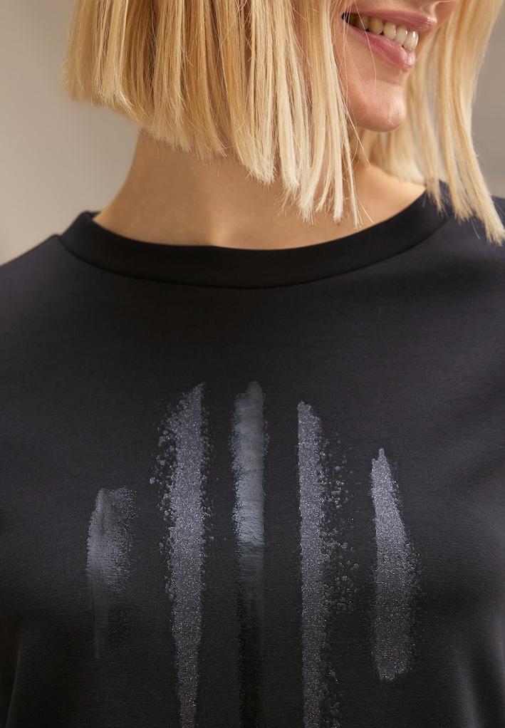 StreetOne Damen 3/4 Damen T-Shirt 3/4 × INDIGO silk Shirt • w.partprint look • Arm | Shirts • Arm Rühle shirt Online-Shop