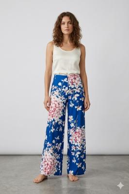 Miss Lagotte Florale Palazzo-Hose in Leuchtendem Kobaltblau