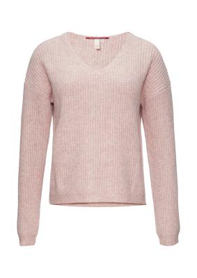 Rosa V-Ausschnitt-Pullover | Strickpullover