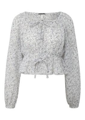 Carmenbluse mit all over print Gummizug in der Taille