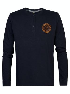 Lässiges Herren-Henley-Longsleeve | Men T-Shirt LS Round Neck