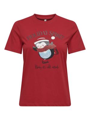 T-Shirt mit weihnachtlichem Motiv | ONLKITA LIFE REG S/S TOP BOX XMAS J