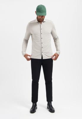 Strickhemd in Beige – stilvoller Klassiker mit modernem Twist | Shirt Jersey Melange Stretch