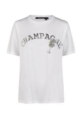 Shirt Champagner Glas aus Strass und Perlen