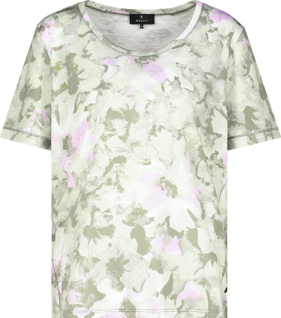seinem Damen T-Shirt × Online-Shop mit Monari Blumenmuster | T-Shirt Rühle stilvollen • • INDIGO Shirts Kurzarm •