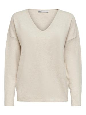 Einfarbiger Strickpullover mit V- Ausschnitt | ONLRICA LIFE L/S V-NECK PULLO KNT N