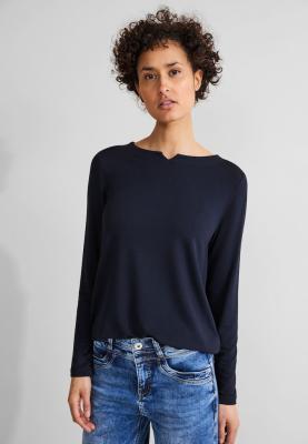 Langarmshirt | basic shirt w.split neck