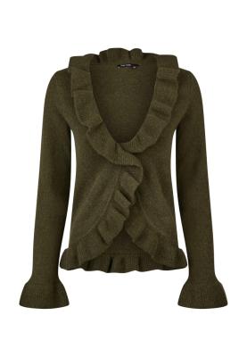 Strickjacke mit Rüschenkante