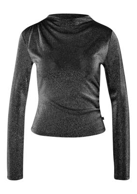 Glitzershirt mit seitlicher Raffung