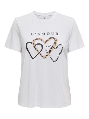 Damen T- Shirt mit Herz - Print | ONLFREE LIFE REG S/S TOP BOX CC JRS