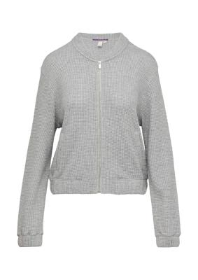 Sweatshirtjacke mit Piquéestruktur und Glitzereffekt