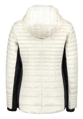 Damen-Steppjacke in Creme mit Fake-Daune und Kapuze