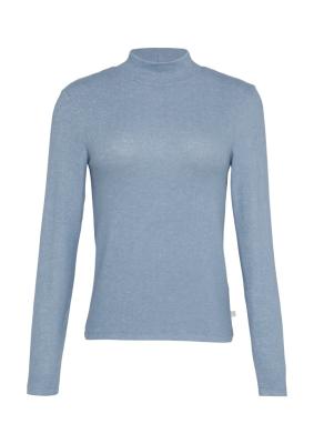 Schmales Longsleeve mit Stehkragen aus aufgerautem Jersey