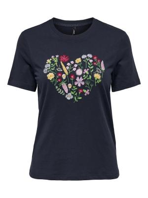 Rundhals T- Shirt | ONLEMMA REG S/S FLOWER TOP BOX JRS