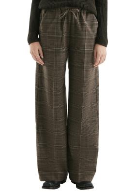 Karohose mit elastischem Bund und weitem Bein