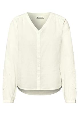 V-neck buttoned blouse w embro