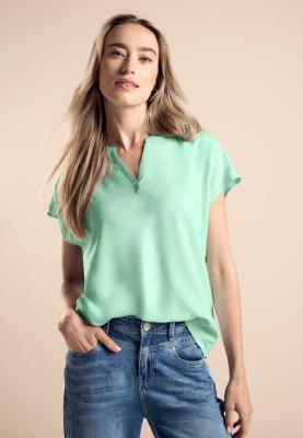 Sommerliche Bluse | Solid Shirtblouse w splitneck