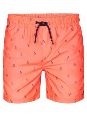 Badeshorts in Koralle mit Mini-Flamingo-Print – von Petrol Industries