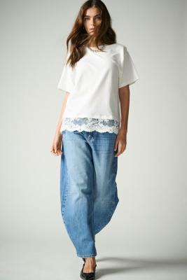 ONLVIVVI S/S LACE BOTTOM TOP JRS NO