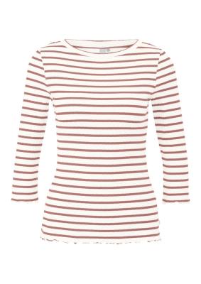Ringelshirt mit Rippstruktur und 3/4-Arm