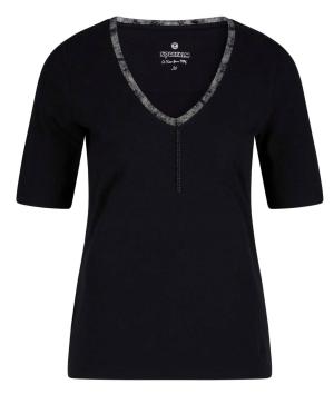 Baumwoll T- Shirt mit V- Ausschnitt und und Strasssteinchen von SPORTALM