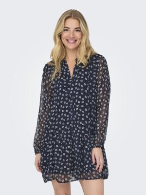 Zeitloses Alltagskleid mit Knopf-Details | ONLEMILIE LIFE L/S SHORT DRESS WVN