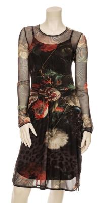 Designer Kleid mit Unterkleid von Beate Heymann – Elegante Transparenz und kunstvoller Druck