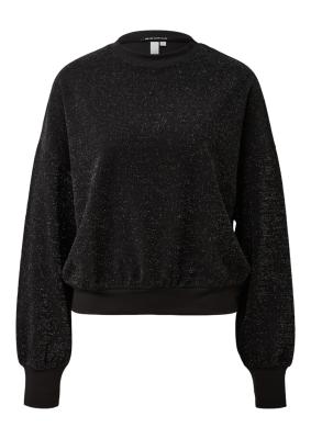 Glitzer-Sweatshirt mit überschnittener Schulter