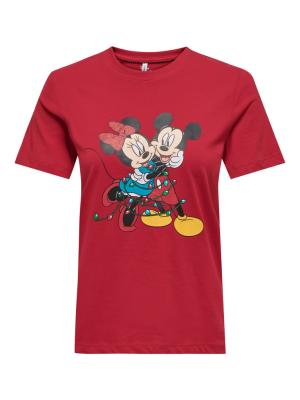 T-Shirt mit Mickey Mouse | ONLMICKEY LIFE REG S/S TOP BOX XMAS