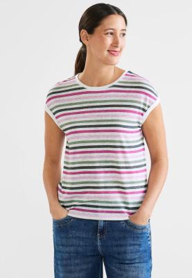 Damen T-Shirt mit überschnittenen Schultern | LS_multicolor stripe
